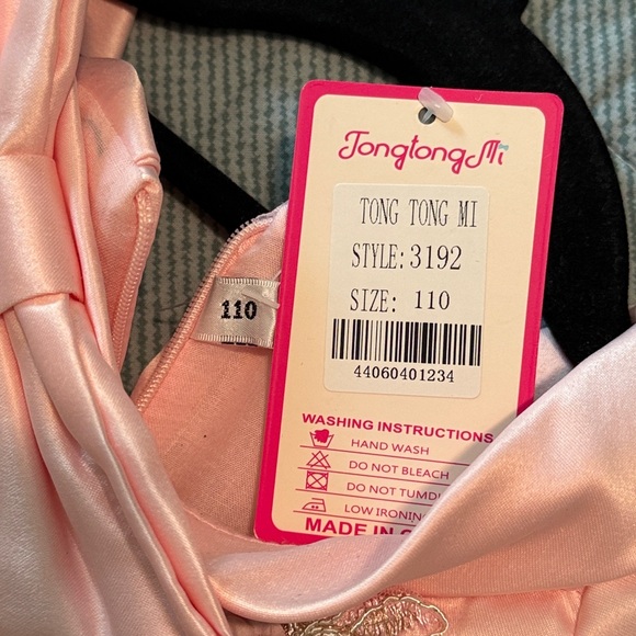 Pink Princess Easter Dress Girls 4T Floral & Beaded w/ Bow Shawl Collar NWT - Picture 6 of 8